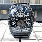 Perfect Replica Franck Muller Watch Black Croco Tourbillon Dial 39mm 